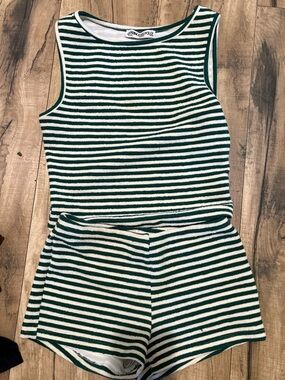 Princess Polly Green and White Striped set
